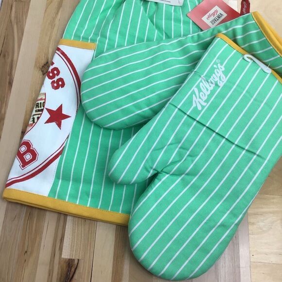 KELLOGG’S Vintage Apron and set of 2 oven mitts Vintage look - Picture 5 of 10